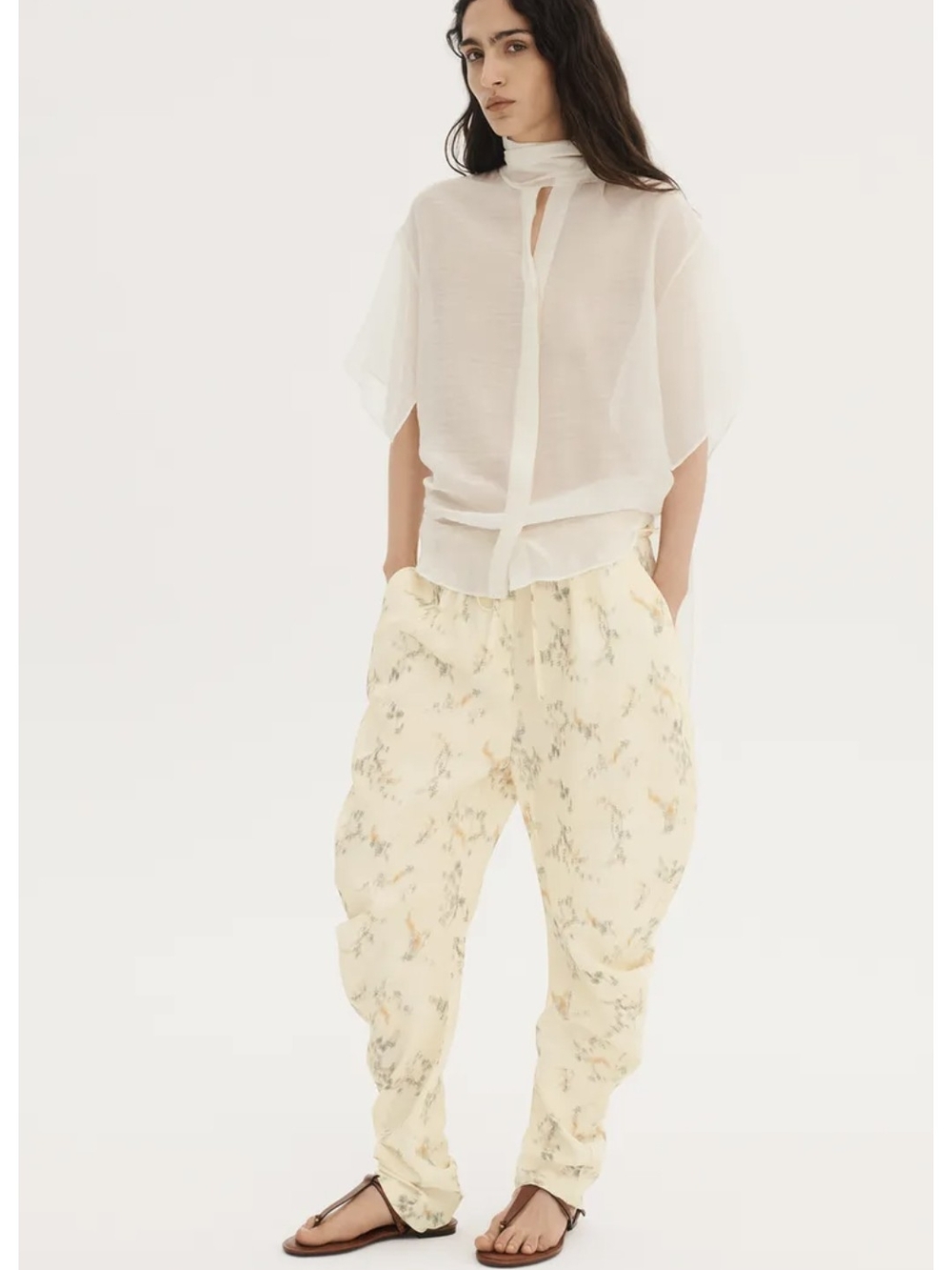 Zara Cream Speckled Barrel Slacks